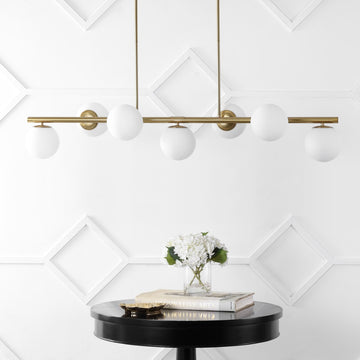 Luca Parisian 45.5" Modern Glam Iron Globe Linear LED Pendant - JONATHAN Y